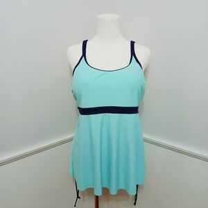 Yonique B2PRITY Womens 3 Piece Tankini Swimsuit Set Aqua Black Large NWT